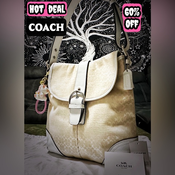 Vintage Y2K Coach soho shoulder bag 1994 years Tan and White new without tags - Picture 1 of 16